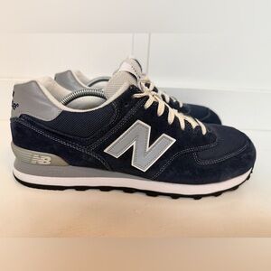 New Balance 574 Classic Navy Suede Mesh Sneakers Mens Size 12 D Retro Shoes